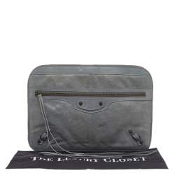 Balenciaga Grey Leather Laptop Case
