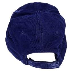 Balenciaga Blue Cotton Logo Embroidered Distressed Baseball Cap L