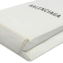 Pre Owned Balenciaga White Leather Shopping Phone Holder Bag