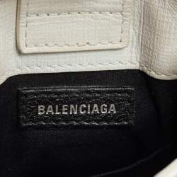 Pre Owned Balenciaga White Leather Shopping Phone Holder Bag