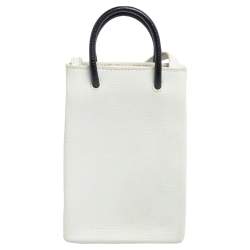 Pre Owned Balenciaga White Leather Shopping Phone Holder Bag