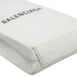 Pre Owned Balenciaga White Leather Shopping Phone Holder Bag