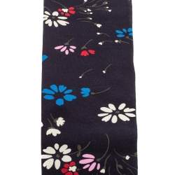Pre Owned Balenciaga Navy Blue Floral Printed Long Gloves 