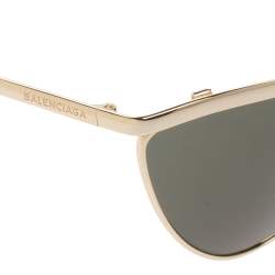 Pre Owned Balenciaga Gold/Brown Havana BA126 Cat Eye Sunglasses