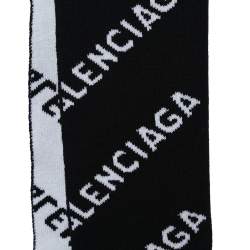 Balenciaga Monochrome All Over Logo Intarsia Wool Knit Stole