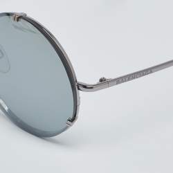 Pre Owned Balenciaga Brown Havana/Silver Tone BA86 Round Mirrored Sunglasses