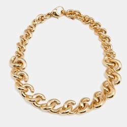 Pre Owned Balenciaga Chain Link Gold-Tone Collar Necklace