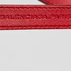 Pre Owned Balenciaga Red Leather Studded Arena Tripe Tour Bracelet S