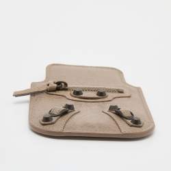 Pre Owned Balenciaga Grey Leather Arena Phone Pouch
