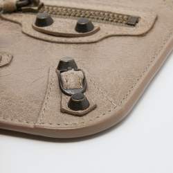 Pre Owned Balenciaga Grey Leather Arena Phone Pouch