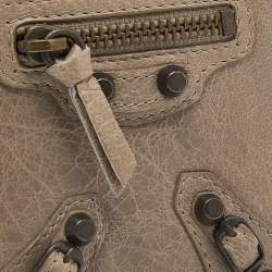 Pre Owned Balenciaga Grey Leather Arena Phone Pouch