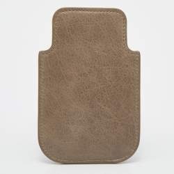 Pre Owned Balenciaga Grey Leather Arena Phone Pouch