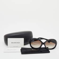 Pre Owned Balenciaga Black/ Brown Gradient BA7 Oversized Sunglasses