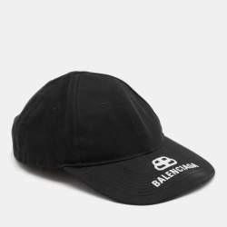 Pre Owned Balenciaga Black Logo Embroidered Cotton Baseball Cap
