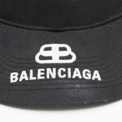 Pre Owned Balenciaga Black Logo Embroidered Cotton Baseball Cap