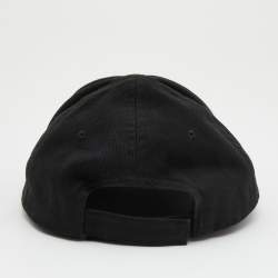 Pre Owned Balenciaga Black Logo Embroidered Cotton Baseball Cap