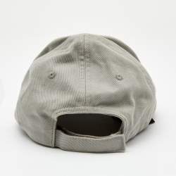 Pre Owned Balenciaga Grey Cotton Embroidered Logo Baseball Cap L