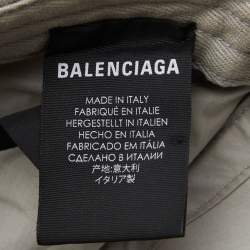 Pre Owned Balenciaga Grey Cotton Embroidered Logo Baseball Cap L