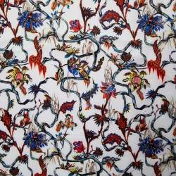 Balenciaga White Florabotanica Print Silk Square Scarf