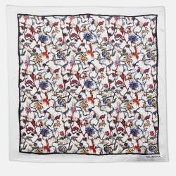 Balenciaga White Florabotanica Print Silk Square Scarf