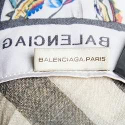 Balenciaga White Florabotanica Print Silk Square Scarf