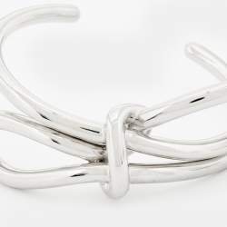 Pre Owned Balenciaga Silver Tone Boucle Knot Bracelet 