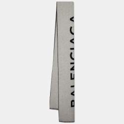 Balenciaga Bicolor Jacquard Logo Cashmere Scarf