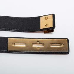 Pre Owned Balenciaga Orange/Black Leather Buckle Belt 80CM
