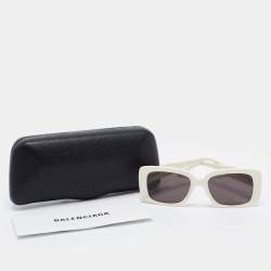 Pre Owned Balenciaga White Gradient BB0048S Rectangular Sunglasses