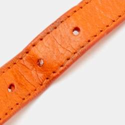 Balenciaga Orange Leather Gold Tone Studded Giant Arena Bracelet