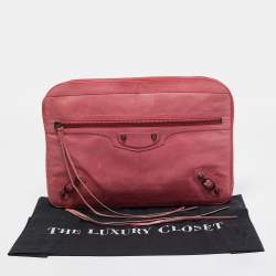 Balenciaga Pink Leather Arena Hardware Laptop Case