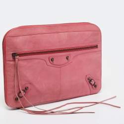 Balenciaga Pink Leather Arena Hardware Laptop Case