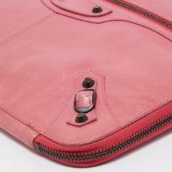 Balenciaga Pink Leather Arena Hardware Laptop Case