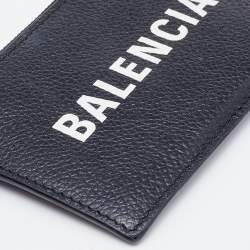 Pre Owned Balenciaga Black Leather Card Holder Lanyard