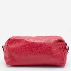 Pre Owned Balenciaga Pink Leather Cosmetic Pouch