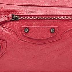 Pre Owned Balenciaga Pink Leather Cosmetic Pouch