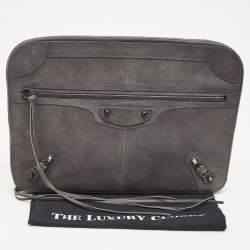 Balenciaga Ardoise Leather Arena Hardware Laptop Case