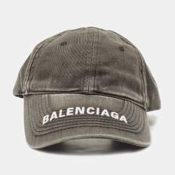 Pre Owned Balenciaga Grey Embroidered Logo Cotton Classic Baseball Cap 