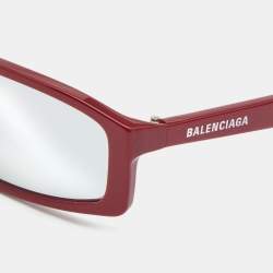 Balenciaga Red Mirror Rectangular Sunglasses