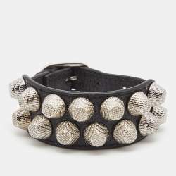 Balenciaga Black Arena Giant All Stud Two Row Wrap Bracelet
