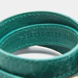 Pre Owned Balenciaga Arena Giant Green Leather Triple Tour Wrap Bracelet M