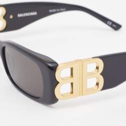 Balenciaga Black/Black BB0096S Rectangle Sunglasses