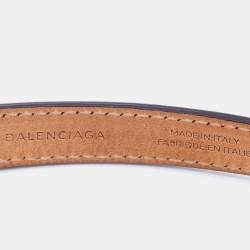 Pre Owned Balenciaga Navy Blue Leather Silver Tone Triple Tour Bracelet