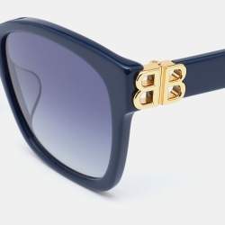 Pre Owned Balenciaga Navy Blue/ Navy Blue Gradient BB0102SA Butterfly Sunglasses