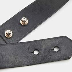 Pre Owned Balenciaga Black Leather Buckle Waist Belt 70CM