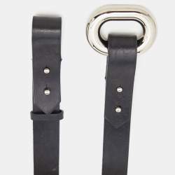 Pre Owned Balenciaga Black Leather Buckle Waist Belt 70CM