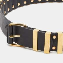 Pre Owned Balenciaga Black Leather Embellished Waist Belt