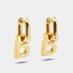 Balenciaga Goldtone Earpod Screw Drop Earrings in White