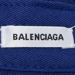 Pre Owned Balenciaga Blue Logo Embroidered Cotton Baseball Cap M