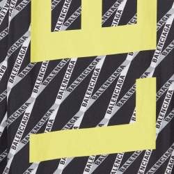 Balenciaga Black Zig Zag Logo Printed Silk Scarf